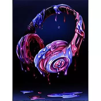 5D Diy Алмазная картина Разноцветные наушники Алмазная вышивка Крестом Домашний декор Подарки ручной работы Round 20x30cm