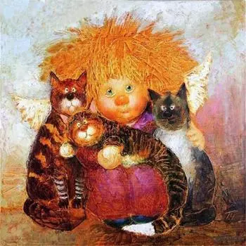 5D Diy Алмазная картина ребенок обнимает кота Алмазная вышивка полный набор аниме наборы для вышивки крестом домашний декор подарок ручной работы Round 25x25cm