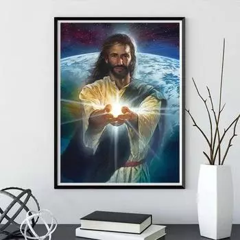 5D DIY Алмазная картина, Религиозный Иисус, взрослые и дети, Набор для вышивания, Вся вода Алмазная картина, Подарок для украшения дома ручной работы Round drill 30x40cm