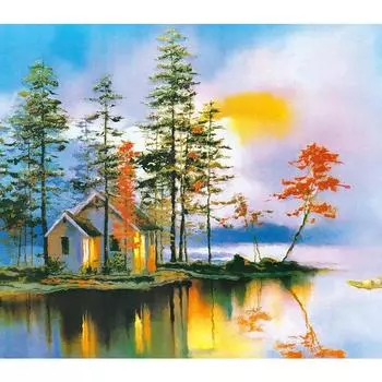 5D DIY Алмазная картина Риверсайд Пейзаж Алмазная вышивка Полный набор мозаики Вышивка крестом Домашний декор Подарки ручной работы Round 20x30cm