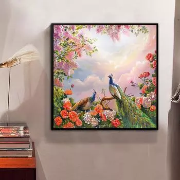 5D Diy Алмазная картина Романтический павлин Алмазная вышивка Полный набор аниме Наборы для вышивки крестом Домашний декор Подарок ручной работы Round 30x30cm