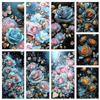 5D DIY Алмазная картина Роза Бабочка Алмазная вышивка Картина Полная круглая Алмазная мозаика Картина Домашнее украшение Подарок Full Round 20x40CM