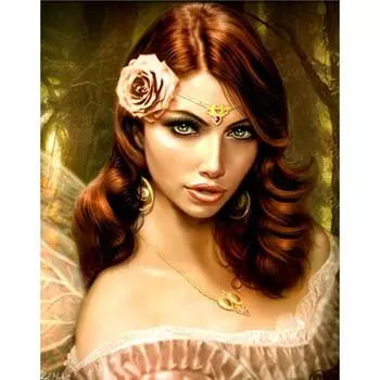 5D DIY Алмазная картина Роза Девушка Алмазная вышивка Полный мозаичный набор Наборы для вышивки крестом Домашний декор Подарки ручной работы Round 20x30cm