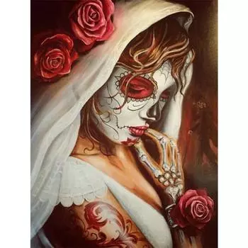 5D DIY Алмазная картина Роза Невеста Девушка Алмазная вышивка Полный набор мозаики Вышивка крестом Домашний декор Подарки ручной работы Round 20x30cm