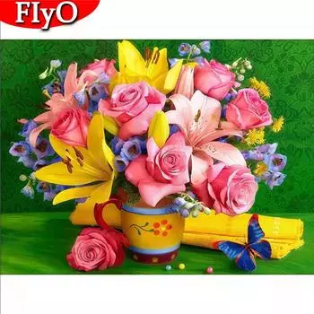 5D DIY Алмазная картина Роза Полный круглый квадратный дрель Картина со стразами Алмазная вышивка Цветок Ремесленный комплект Домашний декор Full Round (20X30CM)