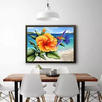 5D Diy Алмазная картина Роза у моря Набор для вышивки крестом Полный алмазная вышивка Мозаика Художественная картина Стразы Декор Подарок Full Round 20x30cm