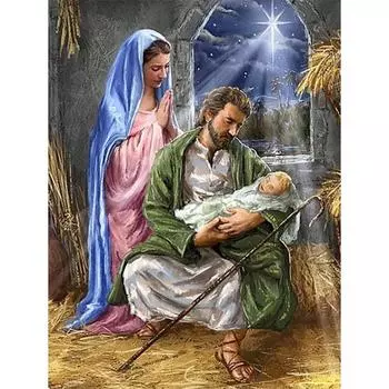 5D DIY Алмазная картина Рождение Иисуса Алмазная вышивка Полный мозаичный набор Наборы для вышивки крестом Домашний декор Подарки ручной работы Round 20x30cm