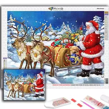 5D Diy Алмазная картина Рождественская елка Санта-Снеговик Вышивка крестом Полный Алмазная вышивка Мозаика Full Round 20X30CM