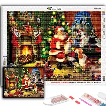 5D Diy Алмазная картина Рождественская елка Санта-Снеговик Вышивка крестом Полный Алмазная вышивка Мозаика Full Round 20X30CM