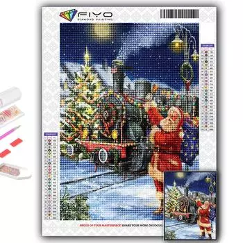 5D Diy Алмазная картина Рождественская елка Санта-Снеговик Вышивка крестом Полный Алмазная вышивка Мозаика Full Round 20X30CM