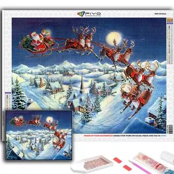 5D Diy Алмазная картина Рождественская елка Санта-Снеговик Вышивка крестом Полный Алмазная вышивка Мозаика Full Round 20X30CM