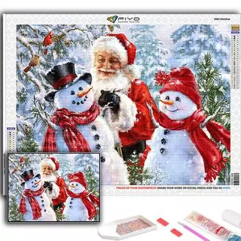 5D Diy Алмазная картина Рождественская елка Санта-Снеговик Вышивка крестом Полный Алмазная вышивка Мозаика Full Round 20X30CM