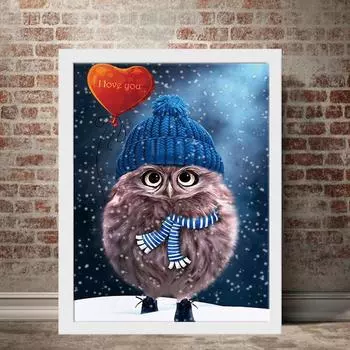 5D Diy Алмазная картина Рождественская сова, настенная живопись, набор для вышивки крестом, полная алмазная вышивка, мозаика, художественная картина, декор из стразов, подарок Full Round 20x30cm