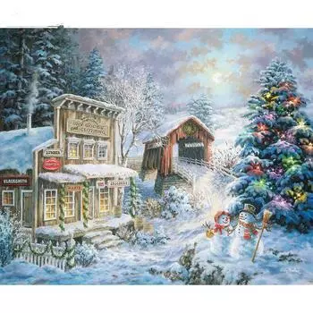 5D DIY Алмазная картина Рождественская вышивка Мозаика Вышивка крестом Украшение из стразов 20X30CM