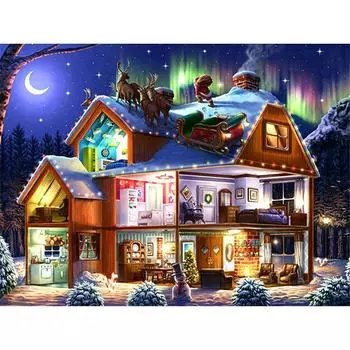 5D DIY Алмазная картина Рождественский дом Вышивка Мозаика Вышивка крестом Горный хрусталь Украшение 20X30CM