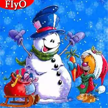 5D DIY Алмазная картина Рождественский снеговик Полный дрель Площадь Алмазная вышивка Пейзаж Зимний вышивка крестом Домашний декор Full Round 30x30CM