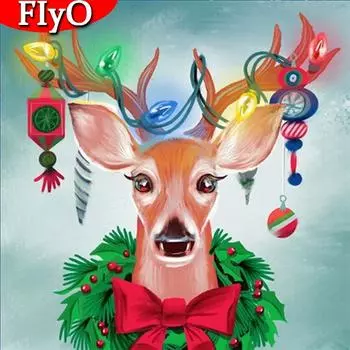 5D DIY Алмазная картина Рождество Алмазная вышивка Крестом Олень Мозаика Животные Украшения для комнаты Full Round 30x30CM