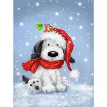 5D DIY Алмазная картина Рождество Собака Ремесло Полный дрель Алмазная вышивка Крестом Мозаика Украшение дома Round 20x30cm
