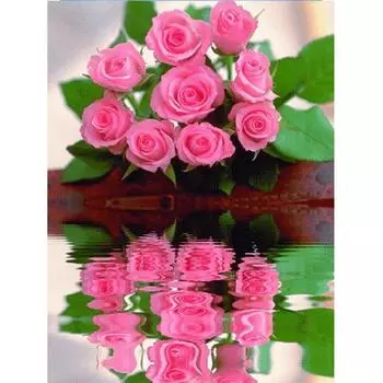 5D DIY Алмазная картина Розовая роза из страз Полная круглая алмазная вышивка 30*40 cm
