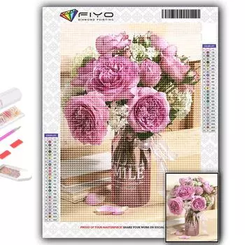 5D DIY Алмазная картина Розовые розы Вышивка крестиком Алмазная художественная вышивка Мозаика Домашний деко Full Round 20X30CM