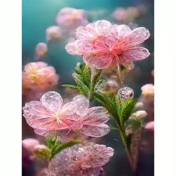 5D DIY Алмазная картина Розовый цветок Полный круглый алмазная вышивка Мозаика Украшение дома 30x40 см/12x16 дюймов 30x40cm NO Frame