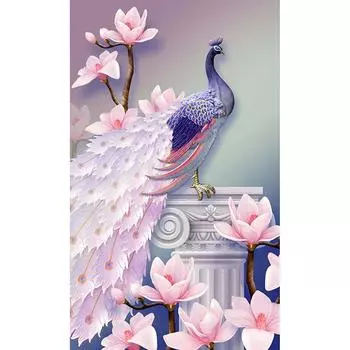 5D DIY Алмазная картина Розовый павлин Вышивка Крестом Горный хрусталь Мозаика Домашний декор 20X30CM