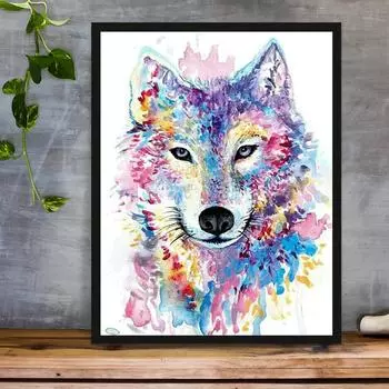 5D DIY Алмазная картина Розовый волк Набор для вышивки крестом Мозаика Алмазная вышивка Роза Полный круглый/квадратный дрель Украшение дома Round 30x40cm