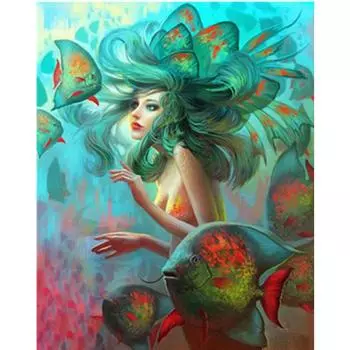 5D Diy Алмазная картина Рыба и красота Вышивка Крестом Домашний декор Ручной подарок Подарок 20X25CM