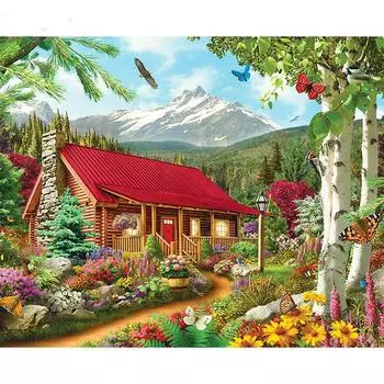 5D DIY Алмазная картина Сад Вышивка Мозаика Крест Стежок Горный хрусталь Декор 20X30CM