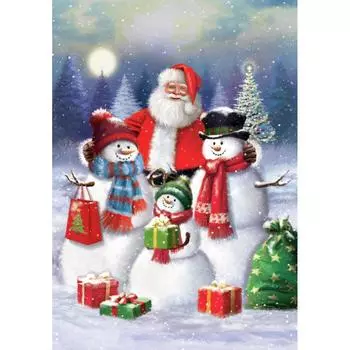 5D DIY Алмазная картина Санта-Клаус и Снеговик Пейзаж Вышивка Квадратная / Круглая Алмазная вышивка крестом Алмазная мозаика Картина Украшение Full Round 20X30CM