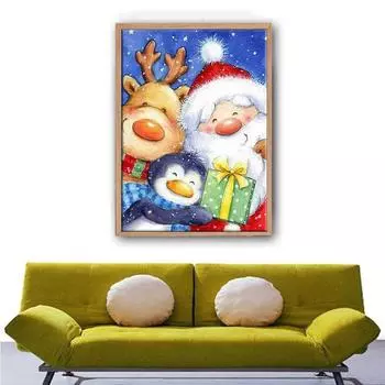 5D Diy Алмазная картина Санта-Клаус и лось, вышивка, мозаика, художественная картина, декор из страз, подарок Full Round 30x40cm