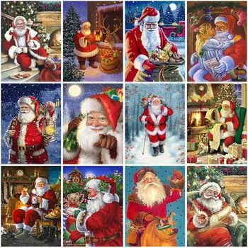 5d DIY Алмазная картина Санта-Клауса Рождественский мультфильм вышивка крестиком Алмазная мозаика Зимний пейзаж Декор комнаты Настенный художественный подарок Full Round 20x30CM