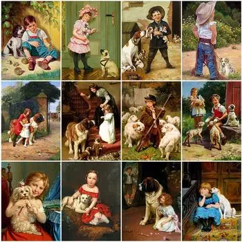 5D DIY Алмазная картина Счастливое детство Алмазная вышивка Набор для вышивки крестом Полный горный хрусталь Мозаика Домашний декор Round 20x30cm