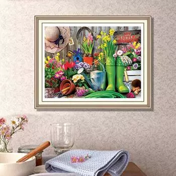 5D DIY Алмазная картина Сельский дом Набор для вышивки крестом Мозаика Алмазная вышивка Роза Полный круглый квадратный дрель Украшение дома Round 30x40cm