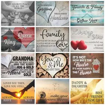 5D Diy Алмазная картина Семья Любовь Домашний декор Полная круглая вышивка Мозаика Текст Пейзаж Настенное искусство Full Round 20x30CM