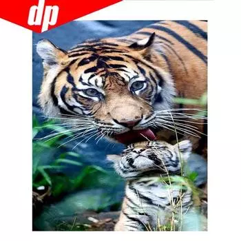 5D DIY Алмазная картина Семья тигров Алмазная вышивка 3D Вышивка крестом Рукоделие 20X30