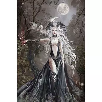 5D DIY Алмазная картина Сексуальная женская Алмазная вышивка Дракона Полный набор мозаики Вышивка крестом Домашний декор Подарки ручной работы Round 20x30cm