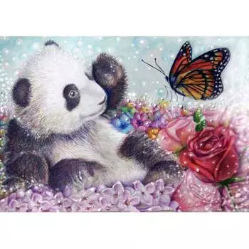 5D DIY Алмазная картина Симпатичная панда Вышивка Мозаика Крест Стежок Горный хрусталь Декор 20X30CM