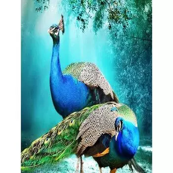 5D Diy Алмазная картина Синий Павлин Алмазная вышивка Крестом Домашний декор Подарки ручной работы Round 20x30cm