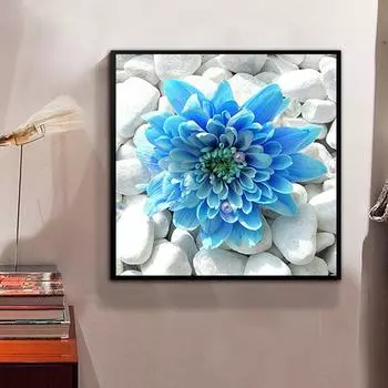 5D Diy Алмазная картина Синяя хризантема Алмазная вышивка Полный набор аниме Наборы для вышивки крестом Домашний декор Подарок ручной работы Round 30x30cm