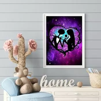 5D DIY Алмазная картина Скелет Любовь Волк Набор для вышивки крестом Мозаика Алмазная вышивка Роза Полный круглый/квадратный дрель Украшение дома Round 30x40cm