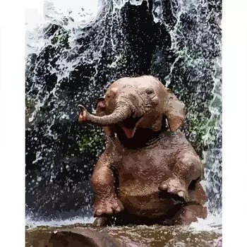 5D DIY Алмазная картина Слон Алмазная вышивка Животное Ручная работа Комплект Рождественские украшения 20X30CM