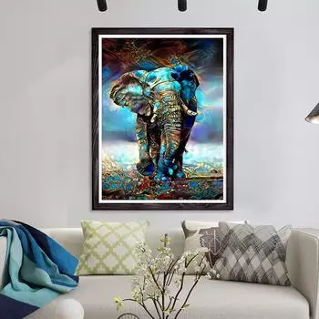 5D DIY Алмазная картина Слон Набор для вышивки крестом Мозаика Алмазная вышивка Роза Полный круглый/квадратный дрель Украшение дома Round 30x40cm