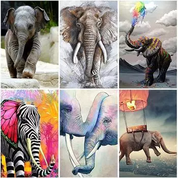 5D DIY Алмазная картина Слон, полная круглая мозаика из смолы, Алмазная вышивка, вышивка крестиком, мозаика с животными, распродажа, домашний декор Full Round 15x20CM