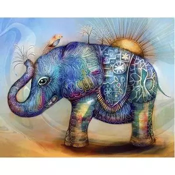 5D DIY Алмазная картина Слоненок и птица Алмазная вышивка Крестиком Стразы Мозаика 20X30CM