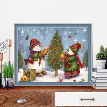 5D DIY Алмазная картина Снеговик Набор для вышивки крестом Мозаика Алмазная вышивка Полный круглый квадратный дрель Украшение дома Round 30x40cm