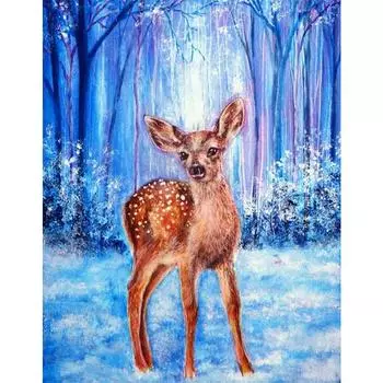 5D DIY Алмазная картина Снежинка Пятнистый олень Алмазная вышивка Полный мозаичный набор Наборы для вышивки крестом Домашний декор Подарки ручной работы Round 20x30cm