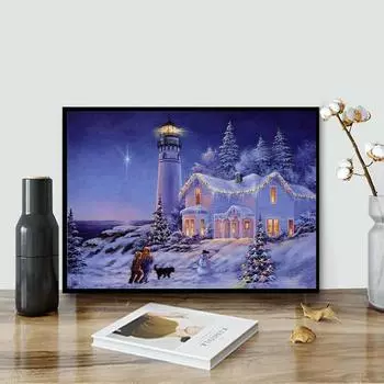 5D DIY Алмазная картина Снежная сцена ночью Набор для вышивки крестом Мозаика Алмазная вышивка Роза Полный круглый квадратный дрель Украшение дома Round 30x40cm