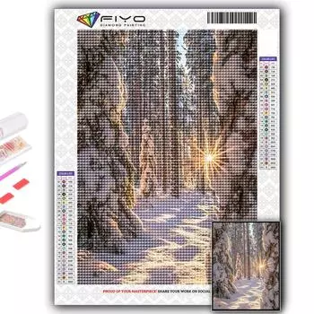 5D Diy Алмазная картина Снежная сцена Вышивка крестиком Полная алмазная вышивка Мозаика Full Round 20X30CM