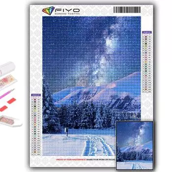 5D Diy Алмазная картина Снежная сцена Вышивка крестиком Полная алмазная вышивка Мозаика Full Round 20X30CM